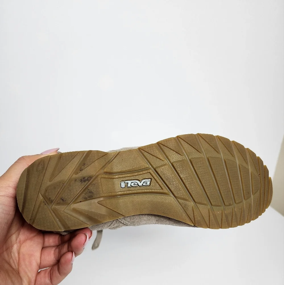 Teva Delavina Ankle Boots Womens 5.5 Tan Heeled Braided Strap Suede Leat…